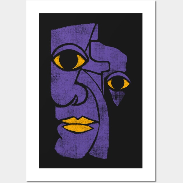 Picasso face (ultra violet refined) Wall Art by bulografik